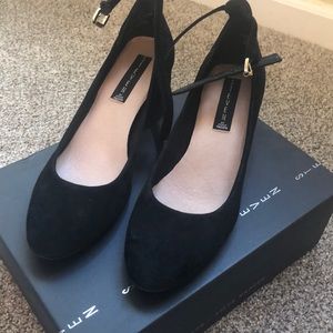 Black Steven by Steve Madden ankle strap heels